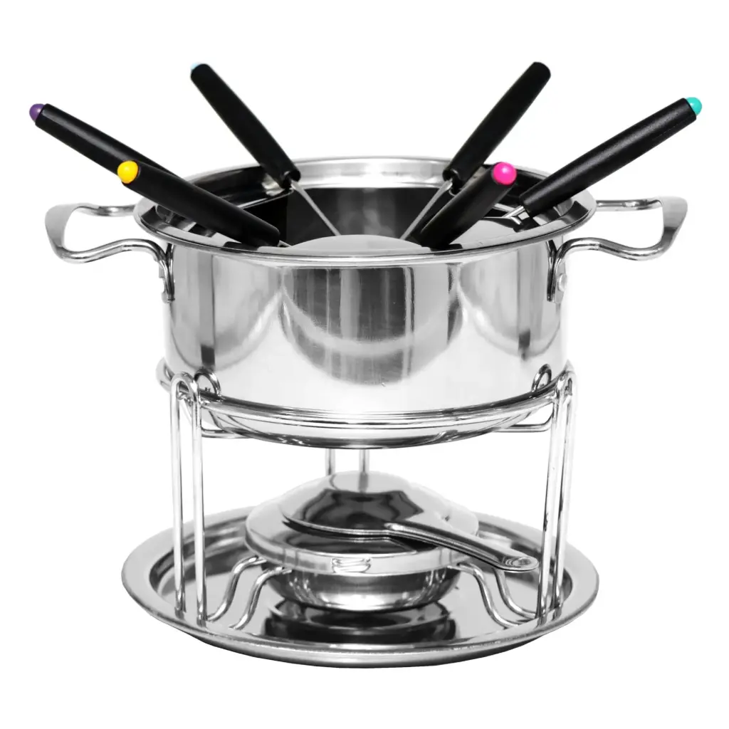 Fondue Set Stainless Steel Burner & 6 Forks - 31530