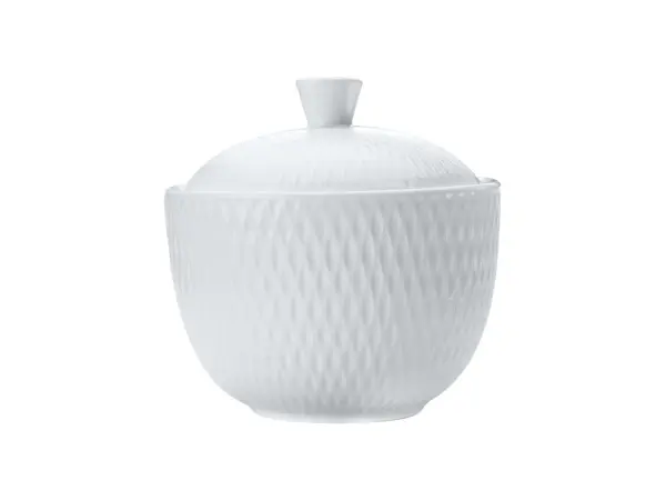 Sugar Basin & Lid 10x7cm Diamonds Range White Basics - Maxwell & Williams DV0066