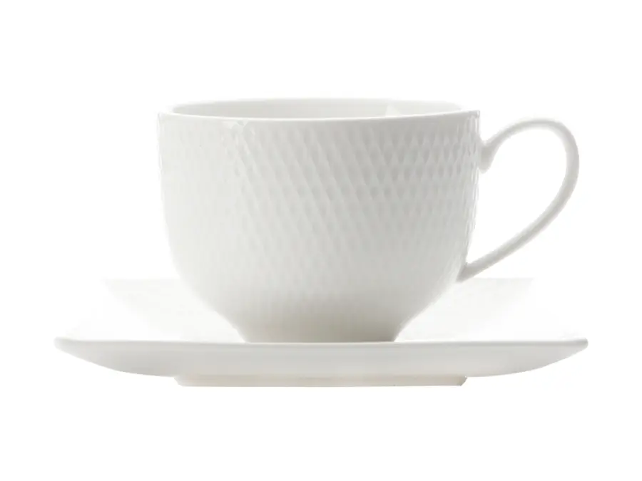 Cup & Saucer 220ml Square Saucer Diamonds White Basics - Maxwell & Williams JX260482