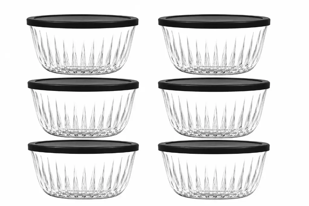 Bowl 6pc Set 250ml With Black Lids - Frezya 530146