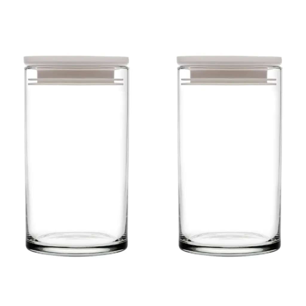 Jar 2pc Set 730ml Glass With White Lid - Breakfast Club 1119800