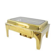 Chafing Dish 56x36x29cm Rectangular Flat With Window Gold 