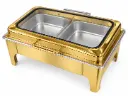 Chafing Dish 56x36x29cm Rectangular Flat With Window Gold 