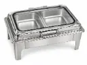 Chafing Dish 56x36x29cm Rectangular Flat With Window Stainless Steel