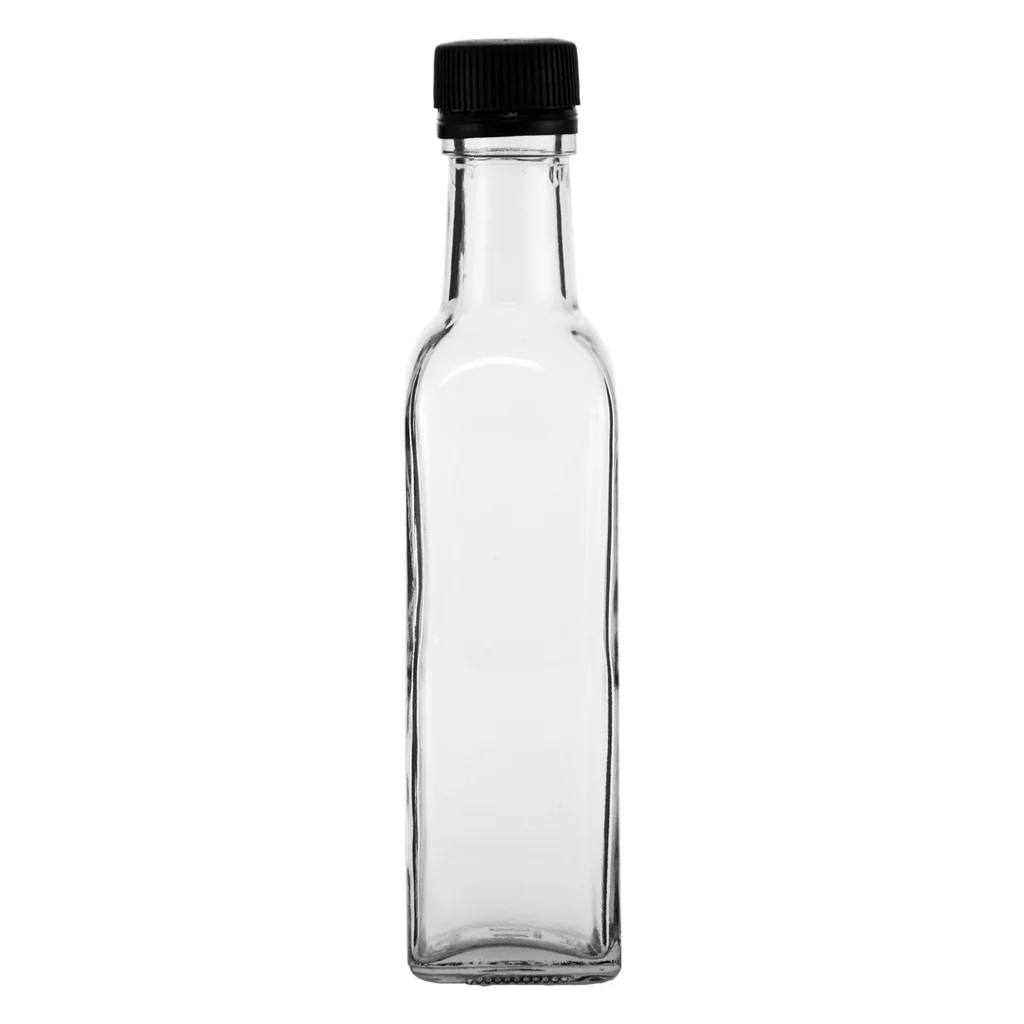Oil/Vinegar 250ml Clear Square Bottle With Lid - 27272