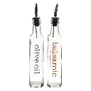 Oil & Vinegar 500ml 2pc Set Clear Bottle With Print & Pourers - 10321