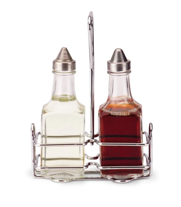 Oil & Vinegar 200ml 3pc Set Clear Square Bottle With Stand - 41789