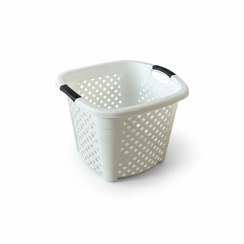Laundry Basket 34lt Rattan Grid Plastic  E-295
