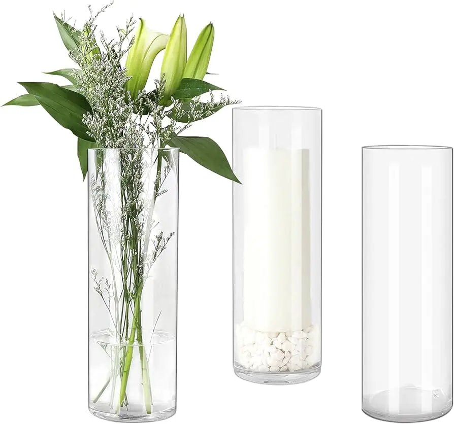 Glass Vase 40x12cm Cylinder Vase Clear VAS1240