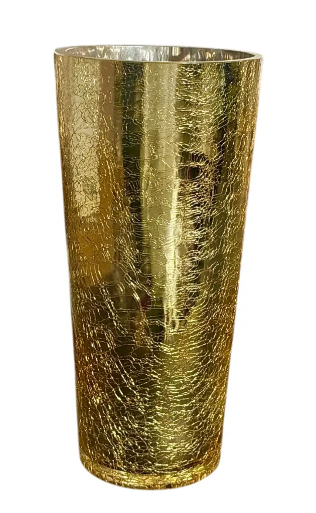 Glass Vase 25x12Cm Gold Crackle VAS195525BJ
