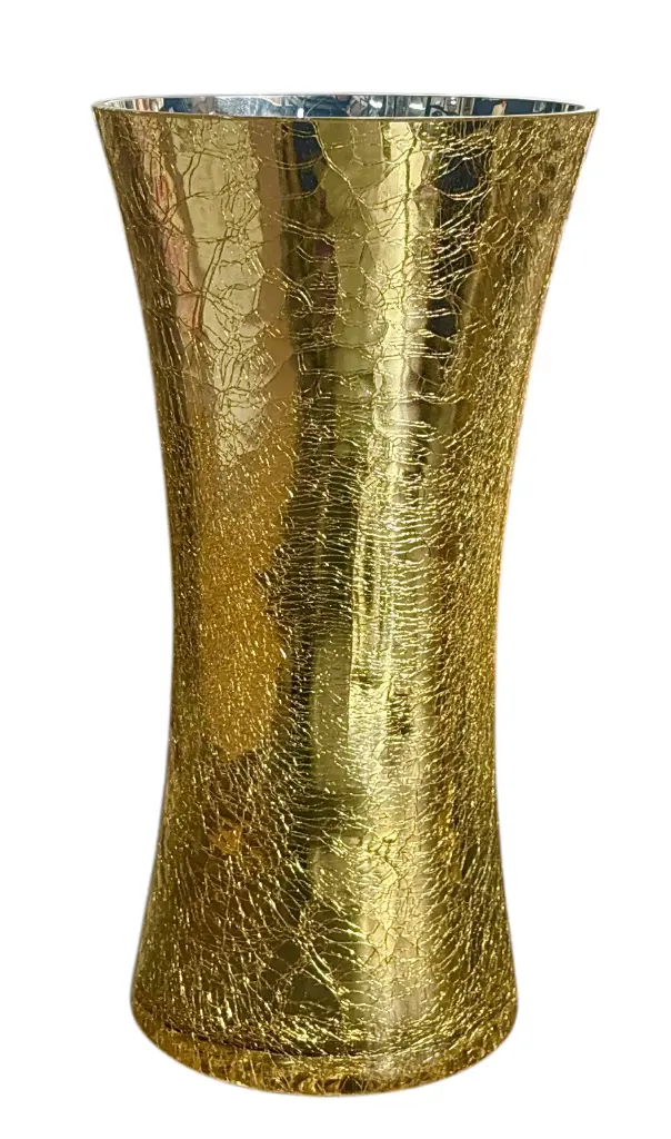 Glass Vase 25x13Cm Gold Crackle VAS8225BJ