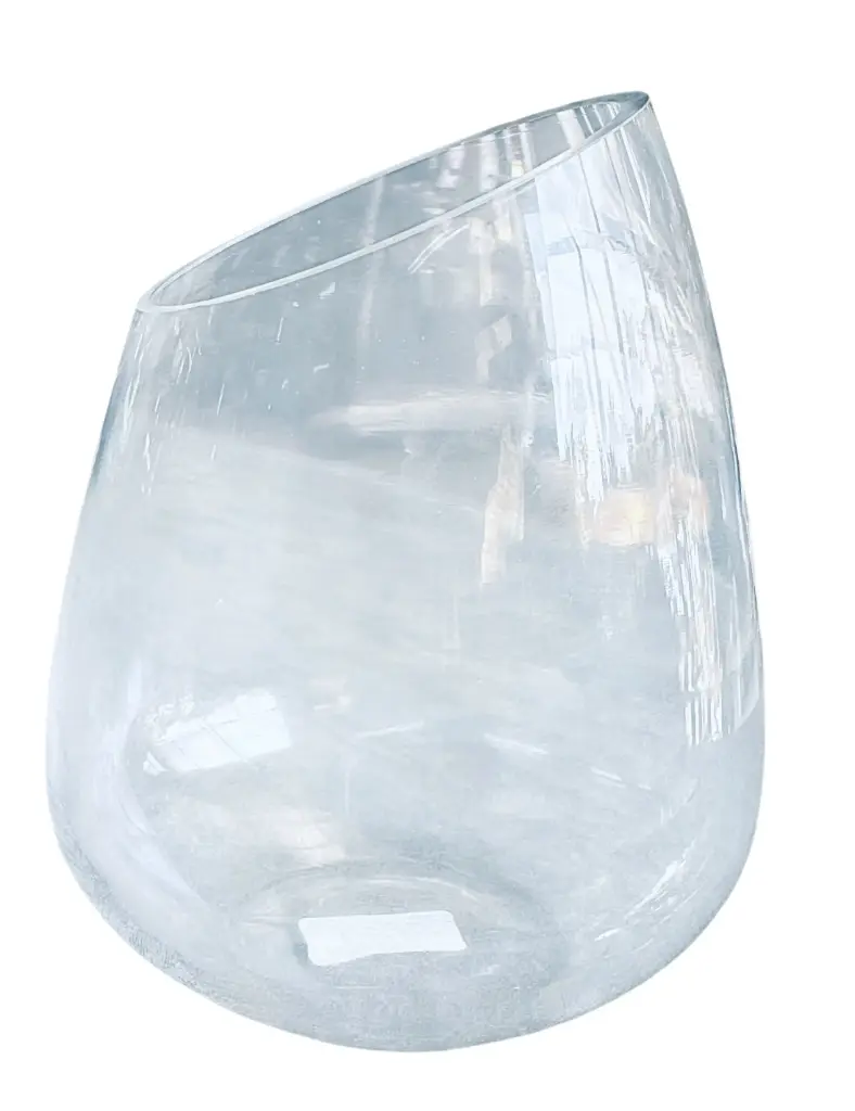 Glass Vase 22x17Cm Slant Cut Clear VAS302123