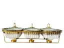 Chafing Dish 3x1.5L Dishes With Warmer White Gold