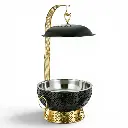 Chafing Dish 8lt Round Black & Gold with Lid Laser Cut Pattern 