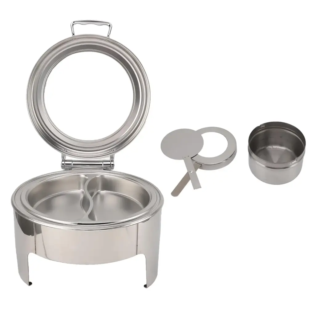 Chafing Dish 44x30x48cm Round Flat With Window Stainless Steel