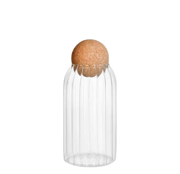 Canister 700ml Borosilicate Glass With Cork Ball Lid 2026-096