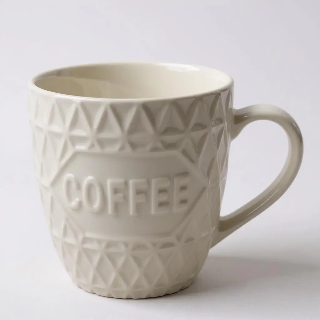 Coffee Mug 210ml White Embossed 
