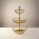 Fruit Basket Stand 3 Tier Round Gold - IRM10319/G