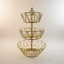 Fruit Basket Stand 3 Tier Geometric Gold - IRM10318/G