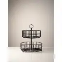 Fruit Basket Stand 2 Tier Round Black - IRM10320/B