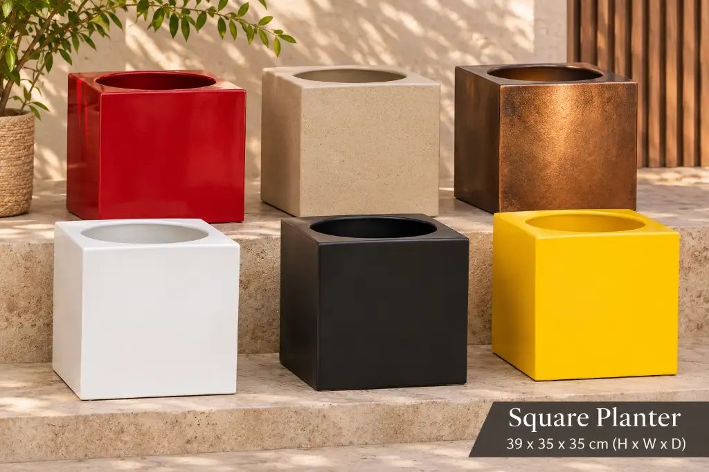 Planter AC 39cm (39x35x35cm) Square Planter - Metallic