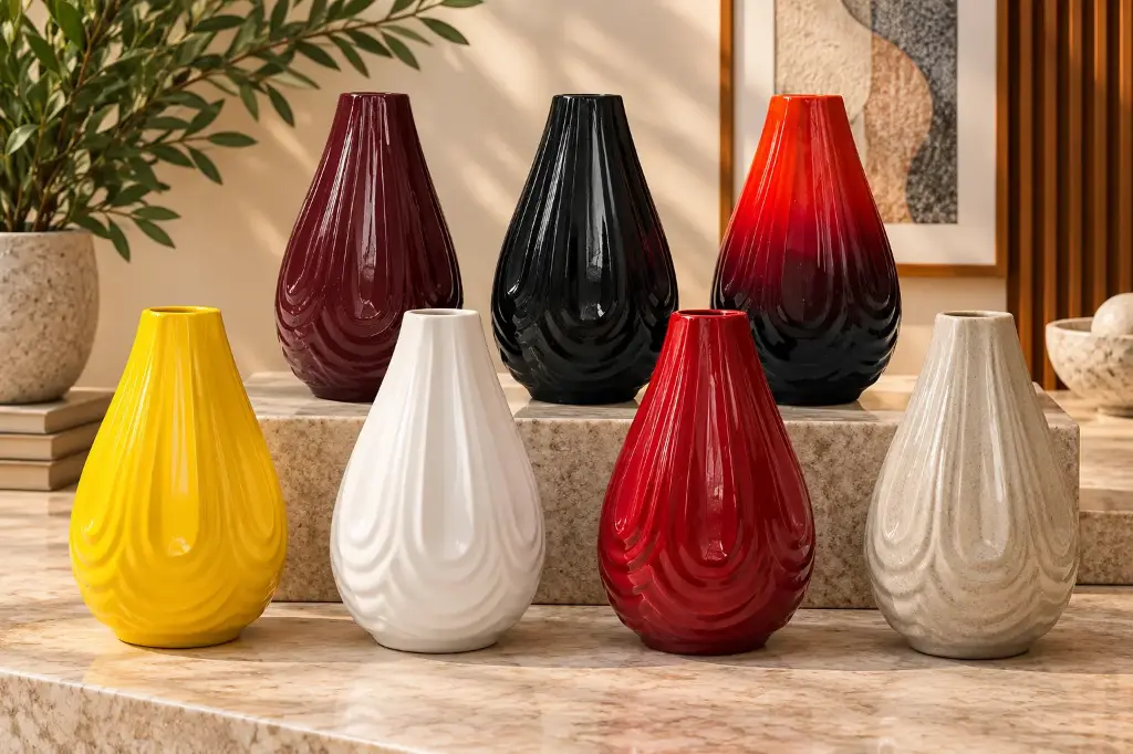 Vase AC 24cm (24x16cm) Grooved Drop Lines - Metallic