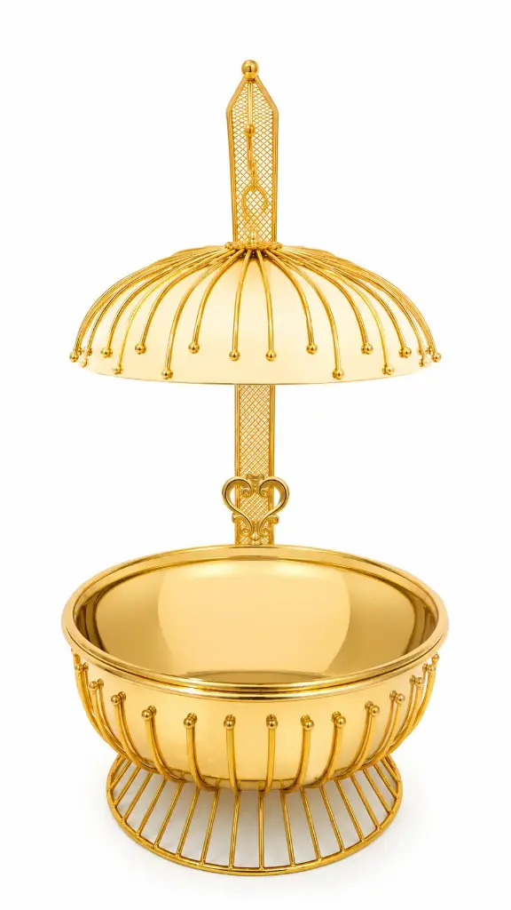 Chafing Dish 8lt Round Gold Body with Gold Frame Modern 