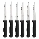 Steak Knife 6pc Set 210mm Pointed Tip with Black Handles - 21207