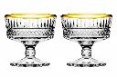 Dessert Bowl 2pc Set 250ml Footed Cut Glass with Gold Rim Golden Touch - Elysia 51749