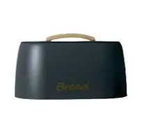 Bread Bin with Rubber Wood Handle – Grey (33.5W x 23.5D x 18.3H cm)