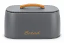 Bread Bin with Rubber Wood Handle – Grey (33.5W x 23.5D x 18.3H cm)