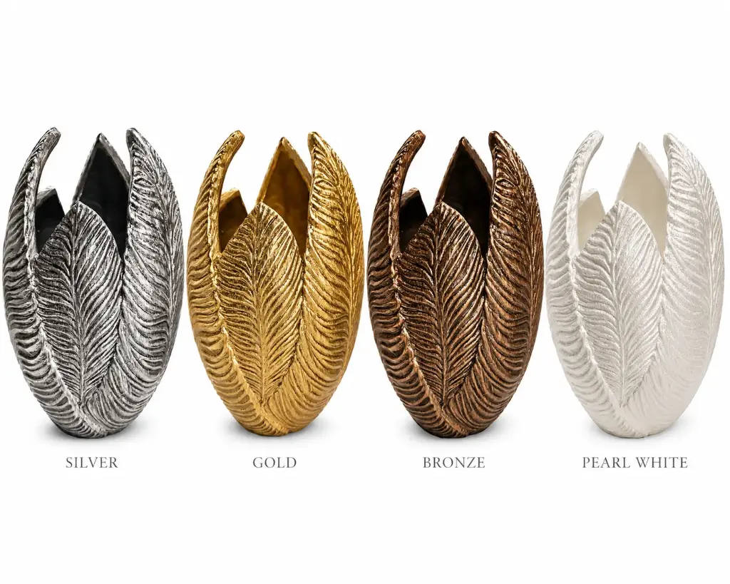 Vase AC 29cm (29x13cm) Lotus Leaf - Metallic