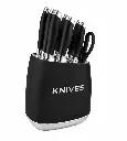 Knife Set 7 Piece Stainless Steel with Knife Block – Milano Collection- Black (965)