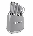 Knife Set 7 Piece Stainless Steel with Knife Block – Milano Collection - Grey (965)
