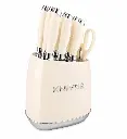 Knife Set 7 Piece Stainless Steel with Knife Block – Milano Collection- Cream (965)