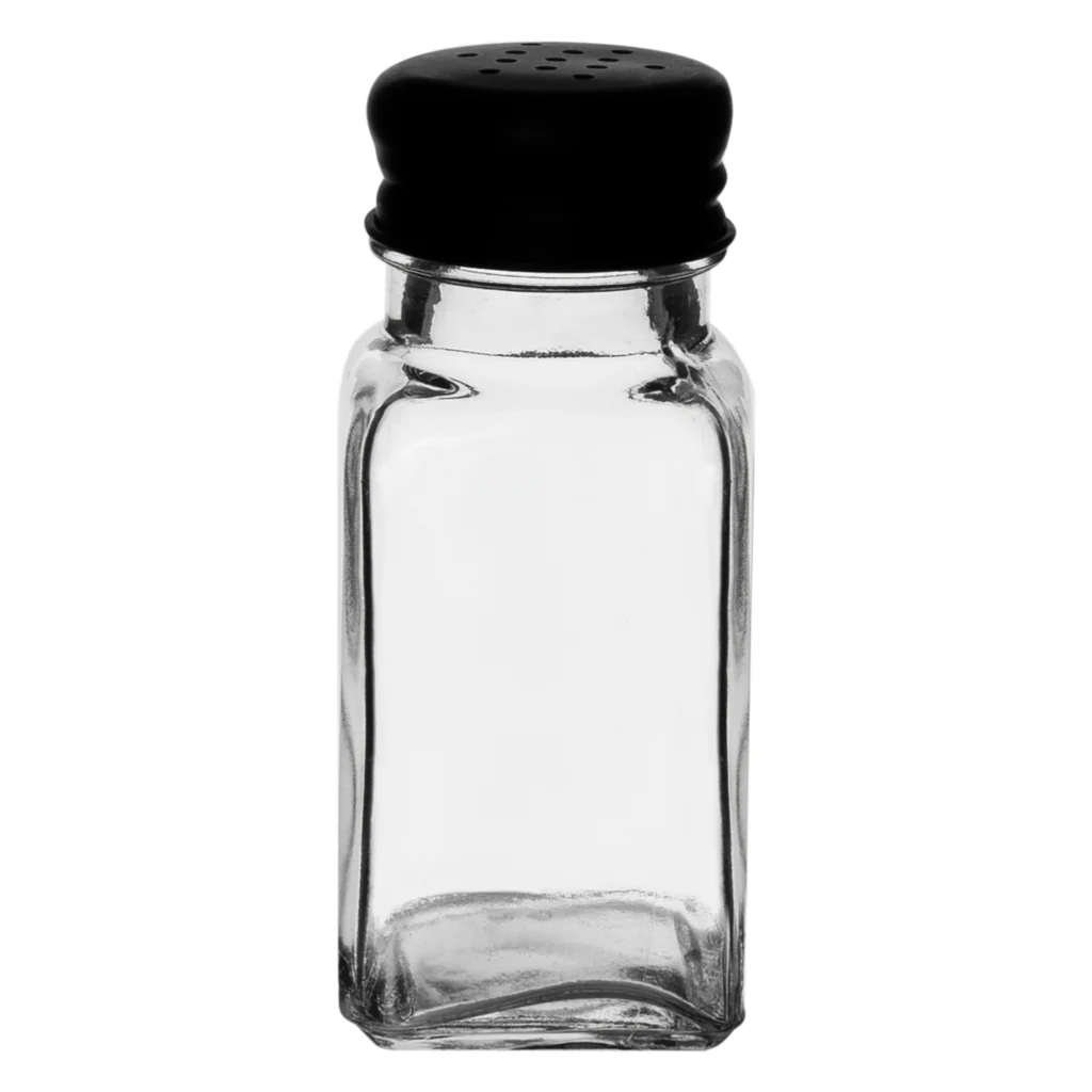 Shaker 85ml Square Glass Spice Salt & Pepper – Black Lid - 10305