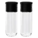 Bottle 2pc Set 120ml Glass with Ceramic Grinders & Black Lid - 31375