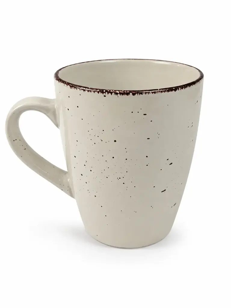 Coffee Mug 380ml Speckled Stone Colour with Brown Rim - CU319