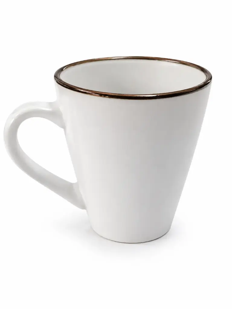 Coffee Mug 380ml V-Shaped White with Bronze Rim - CU319