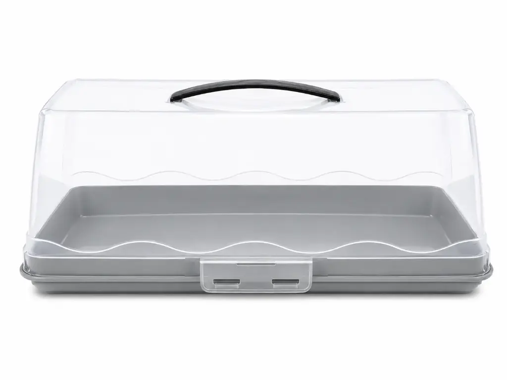 Cake Carrier Rectangular Plastic Base with Cover Assorted Colours - SC-405