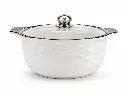 Casserole Dish 4L 23cm Ceramic with Lid White Embossed