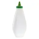 Sauce Bottle 500ml Flat Squeeze Bottle White with Green Cap - 12172