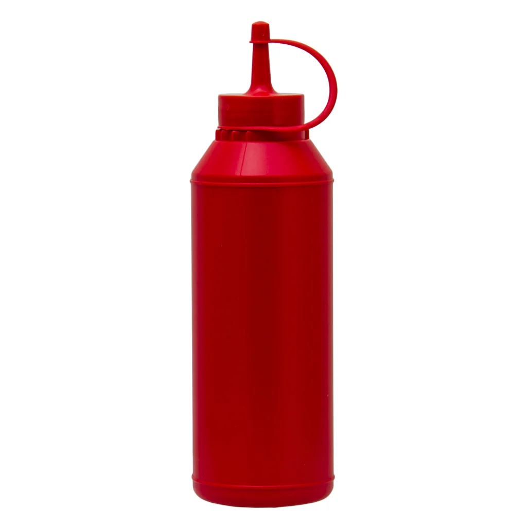 Sauce Bottle 500ml Round Plastic Red - 12015