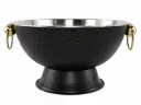 Punch / Ice Bowl 40x23cm Hammered Stainless Steel Footed with Ring Handles - Black