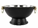 Punch / Ice Bowl 40x23cm Hammered Stainless Steel Footed with Gold Ring Handles - Black 