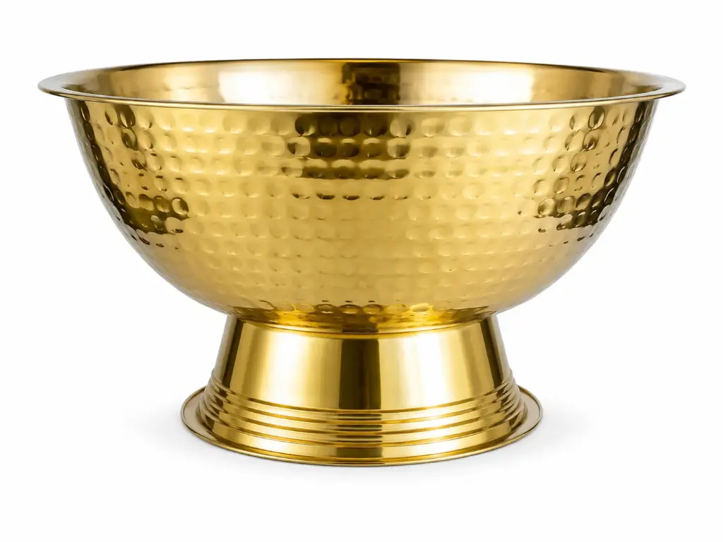 Punch / Ice  Bowl 40x23cm Hammered Stainless Steel Footed - Gold