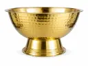 Punch / Ice  Bowl 40x23cm Hammered Stainless Steel Footed - Gold