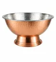 Punch / Ice  Bowl 40x23cm Hammered Stainless Steel Footed - Rose Gold