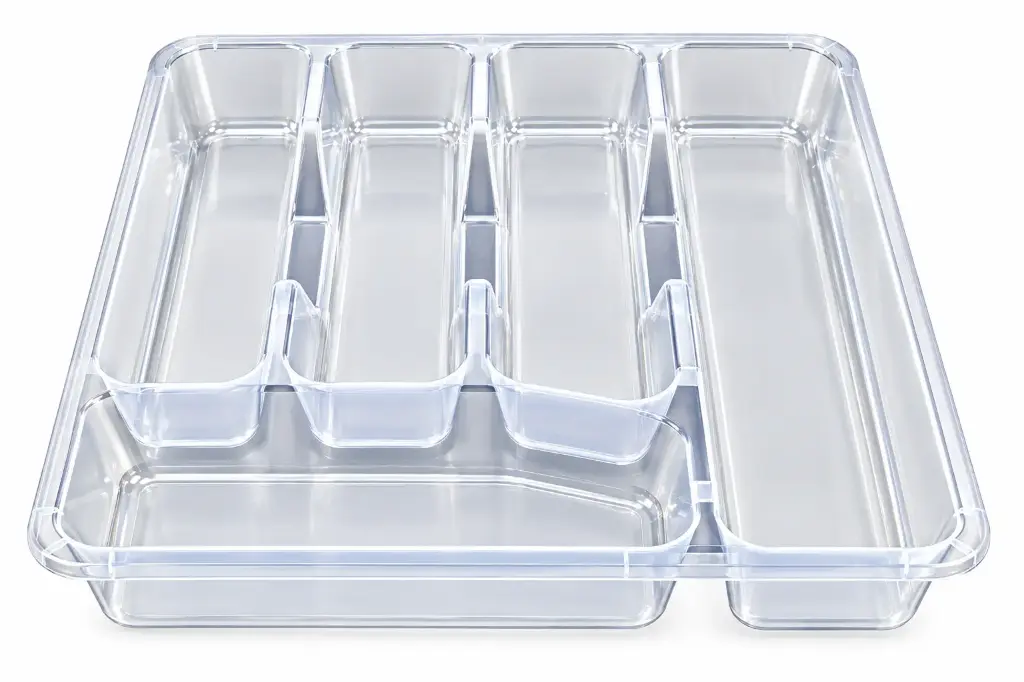 Cutlery Tray 5 Compartment (33x28x5cm) Plastic Transparent - E-200