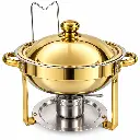 Chafing Dish 5lt Round Gold with Gold Lid 